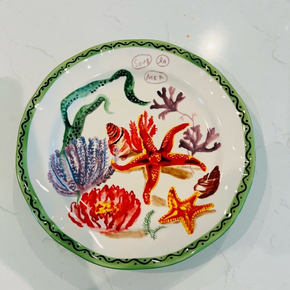 ANTHROPOLOGIE Nathalie Lete Starfish "Sous La Mer" Dinner Plate - Picture 2 of 3